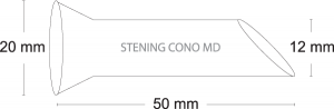 Esquema do Stening® Cone MD: extremidade distal biselada a 45° e proximal em cone