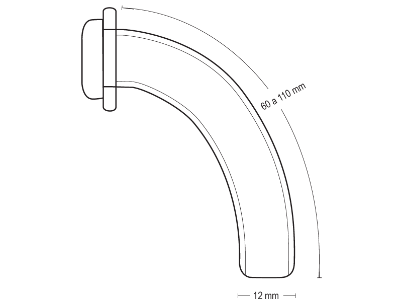 Esquema dimensional de la Cánula de Traqueostomía Adulto CTA9