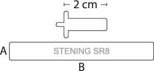 Esquema dimensional del Stent Laríngeo Tubular HB con referencias A y B