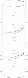 Esquema dimensional do Stening® Helicoidal com sua moldura helicoidal e esporões