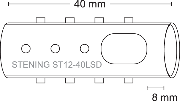 Esquema dimensional do Stening® Brônquico LSD com orifício lateral