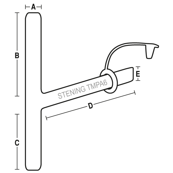 Esquema dimensional del Tubo Traqueal en T Pediátrico Angular